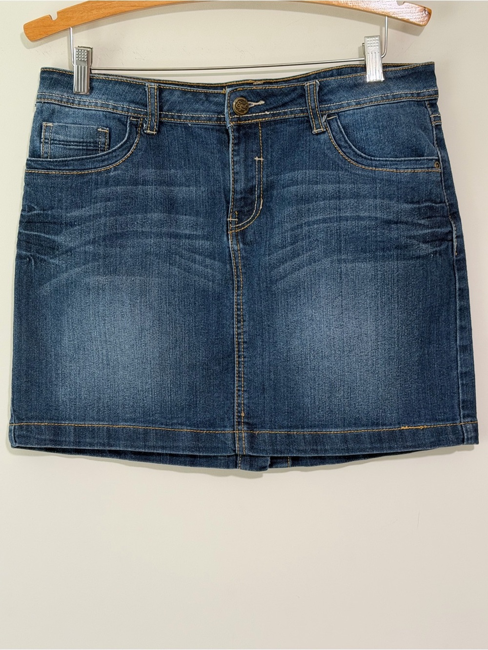 Earl Jean Denim Mini Skirt Dark Wash Classic Y2K Style